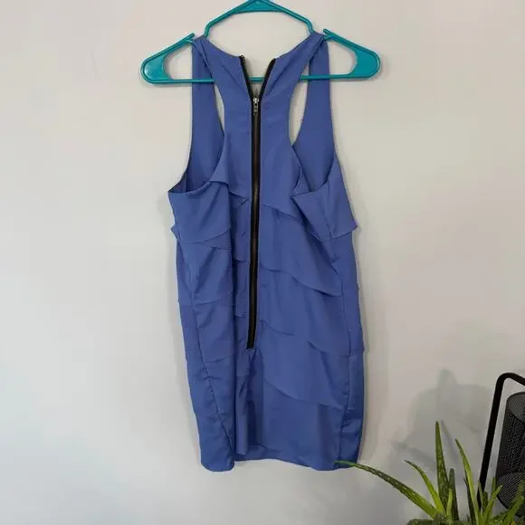 Lush Periwinkle Blue Mini Dress w/ Ruffle Tiers Size Medium - Picture 5 of 7